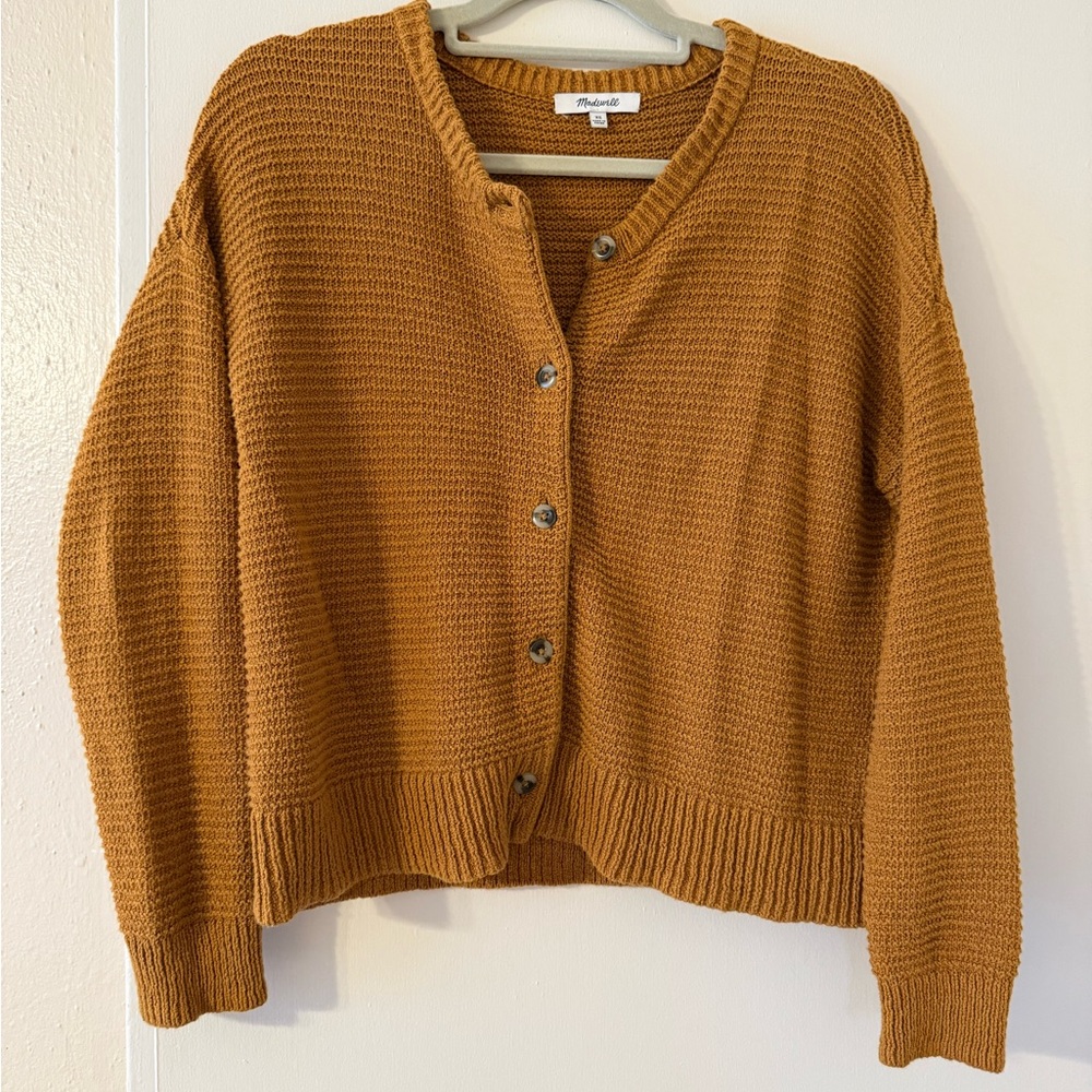 Madewell Mustard Brown Cotton Cardigan Sweater